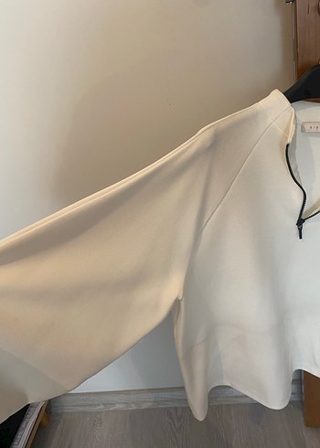 Yarım Fermuarlı Beyaz Kadın Sweatshirt Birelin marka - Görsel 3