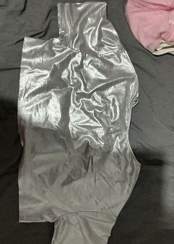 Kadın parlak Kısa Kollu Crop Top - Görsel 3