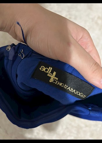 Straplez Mavi Midi Elbise - Görsel 4