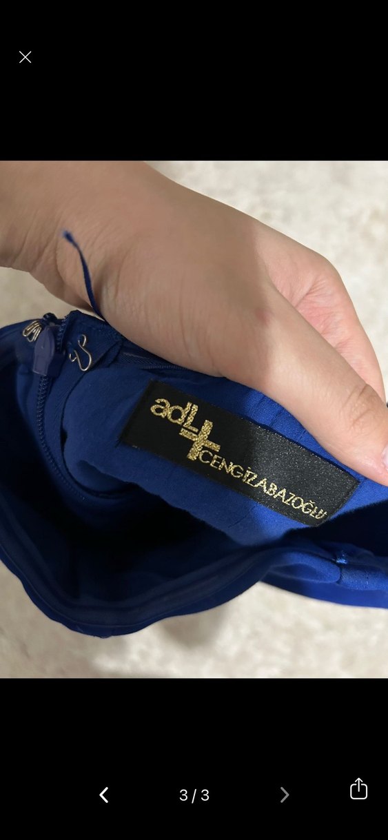 Straplez Mavi Midi Elbise - Görsel 4