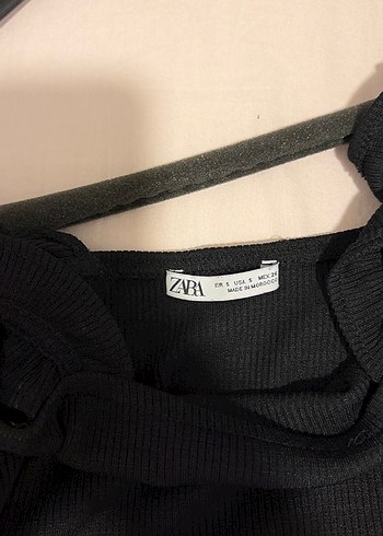 Siyah Fırfırlı Askılı Kadın crop top - Görsel 3