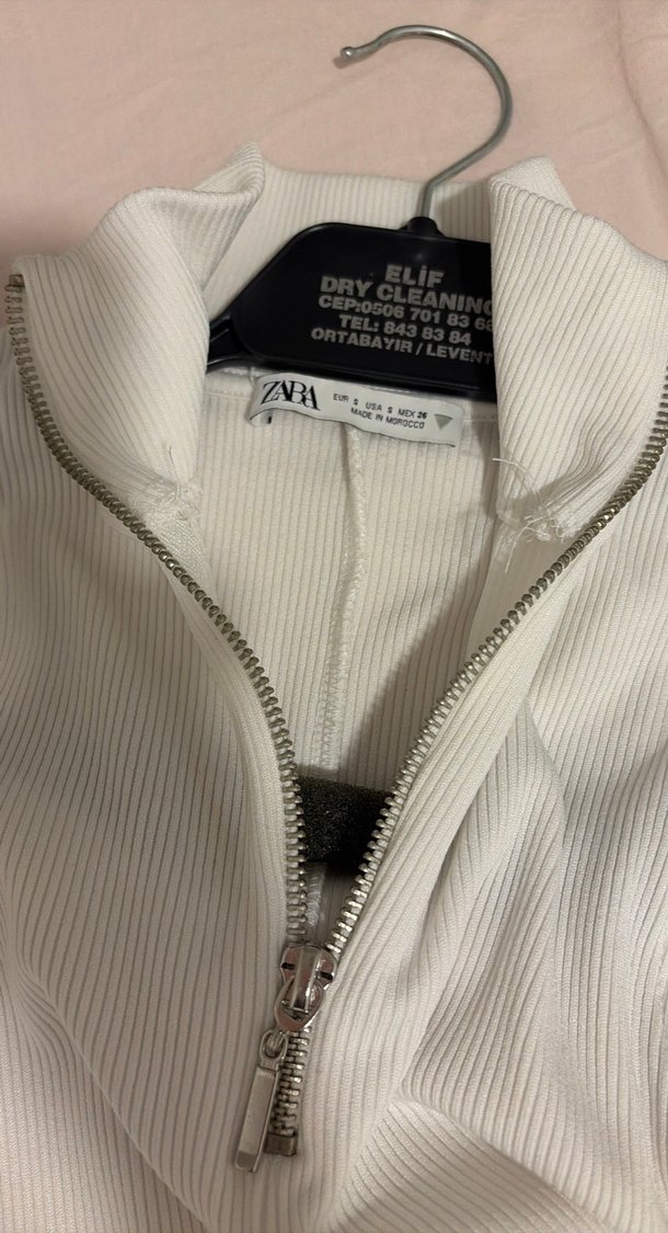 Beyaz Yüksek Yakalı Mini Elbise - Görsel 2