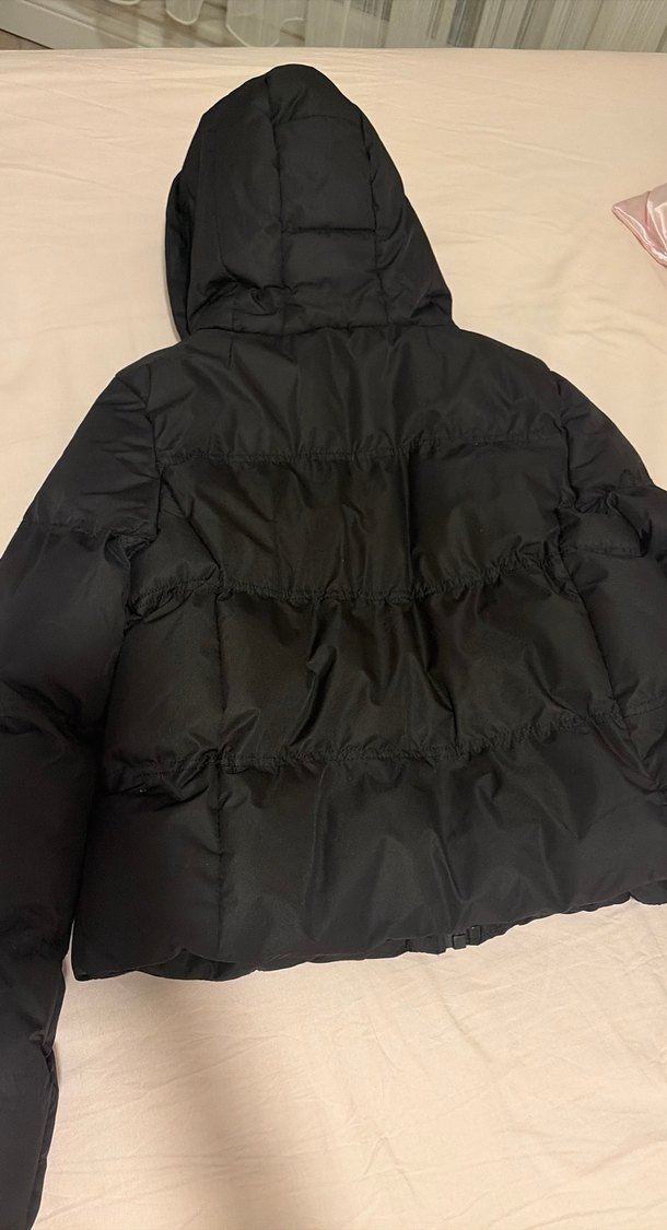 Siyah Kadın Puff Mont, Yüksek Yakalı - Görsel 3