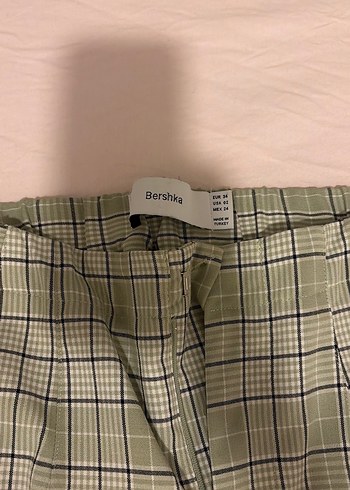 Yeşil Ekose Kadın Kumaş Pantolon - Görsel 3