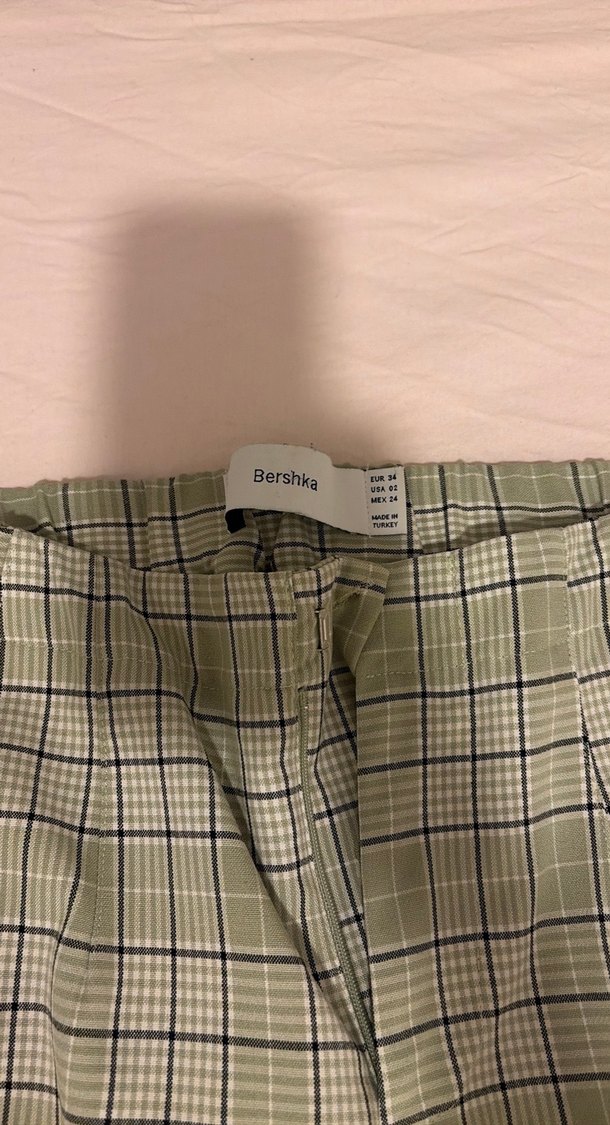 Yeşil Ekose Kadın Kumaş Pantolon - Görsel 3