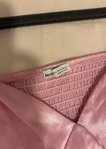 pembe saten princess core elbise - Görsel 2