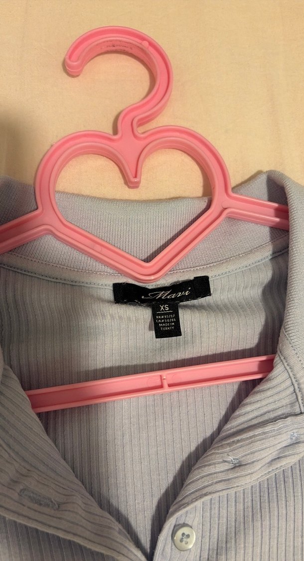 polo yaka mavi crop top - Görsel 2