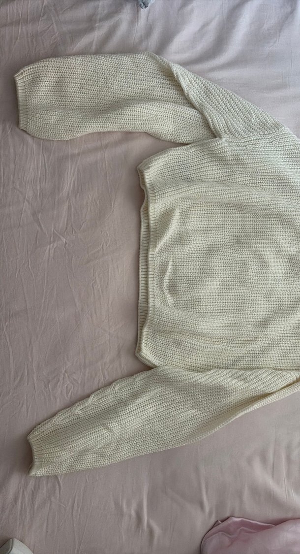 Kadın Beyaz Triko Örgü Kazak - Görsel 4