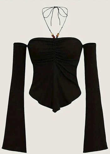 yarasa kol siyah kalp yaka üst fairycore/gotik