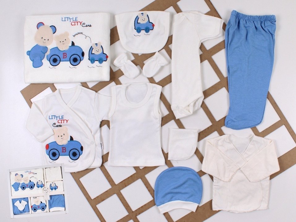 Mavi Nakışlı Erkek Bebek Hastane Kıyafeti - Görsel 3