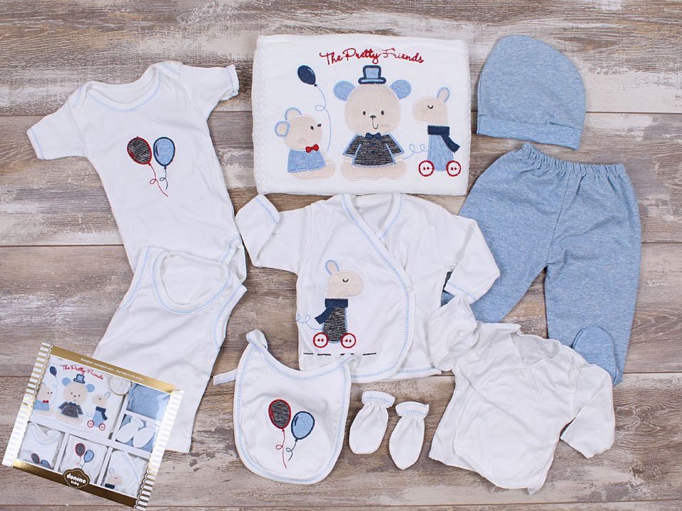 Bordo Nakışlı Pamuklu Bebek Uyku Seti - Görsel 2