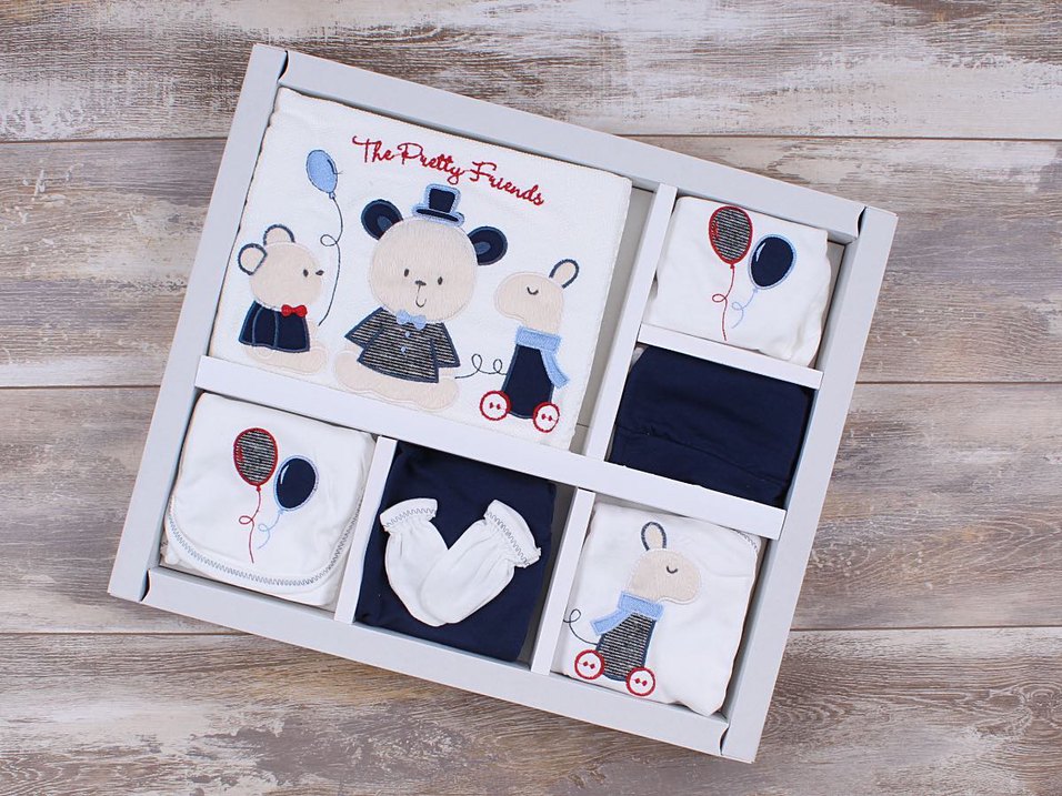 Bordo Nakışlı Pamuklu Bebek Uyku Seti - Görsel 3