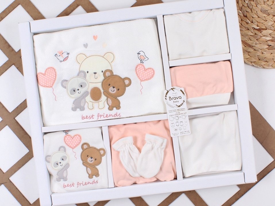 Nakışlı Mavi Pamuk Bebek Uyku Seti - Görsel 2