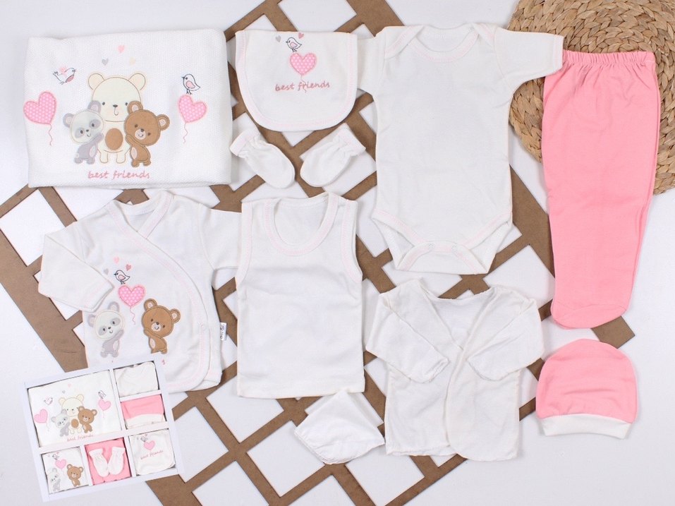 Nakışlı Mavi Pamuk Bebek Uyku Seti - Görsel 5