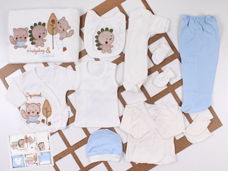 Sarı Nakışlı Pamuk Bebek Uyku Seti - Görsel 3