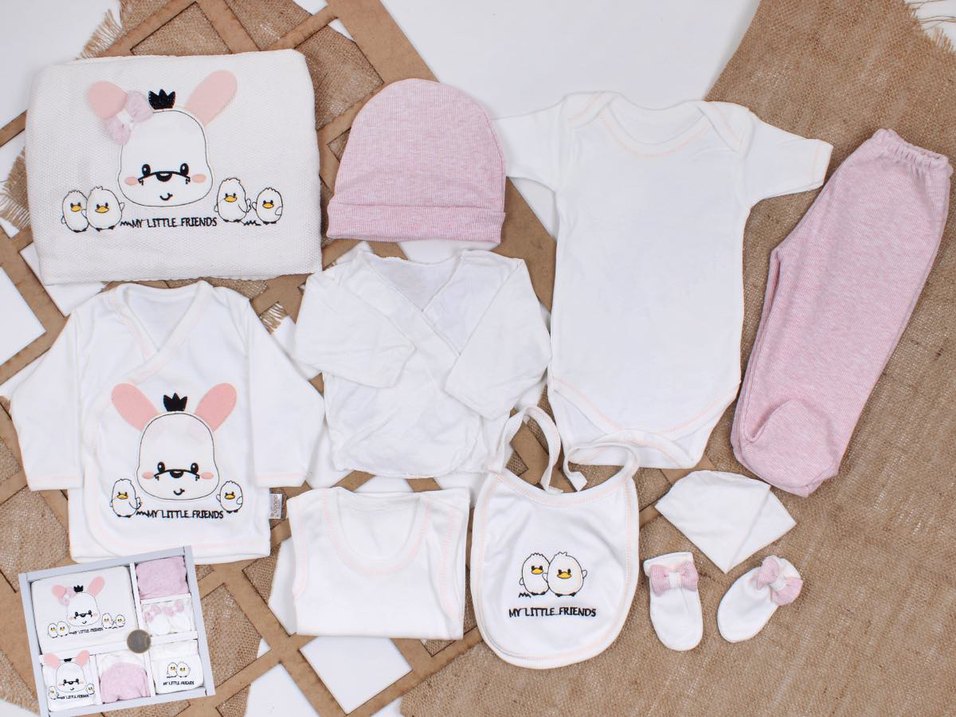 Beyaz Nakışlı Pamuk Bebek Uyku Seti - Görsel 2