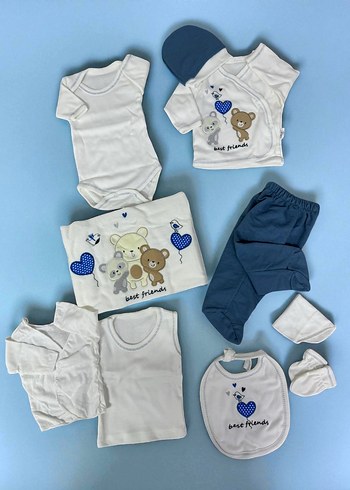 Mavi Bohem Uzun Kollu Pamuk Bebek Takımı - Görsel 2