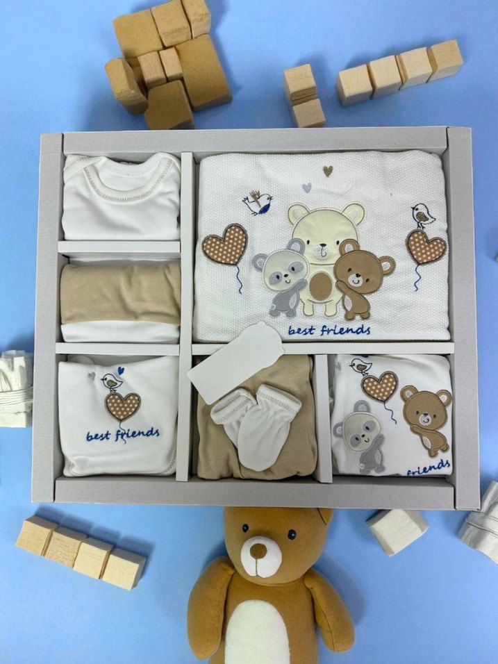 Mavi Bohem Uzun Kollu Pamuk Bebek Takımı - Görsel 4