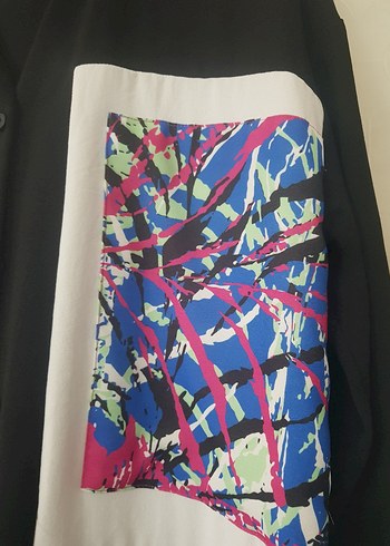 Çok Renkli Desenli Uzun Kollu Kadın Gömlek - Görsel 4