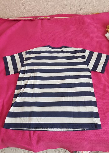 Kız Çocuk Çizgili Kısa Kollu Tişört - Görsel 2