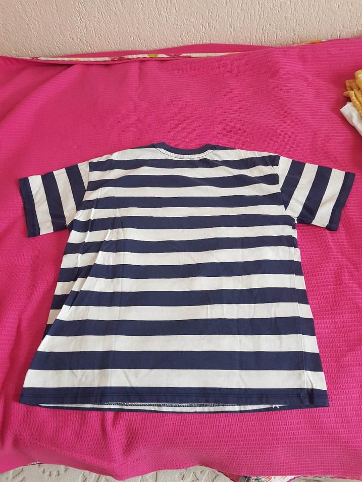 Kız Çocuk Çizgili Kısa Kollu Tişört - Görsel 2