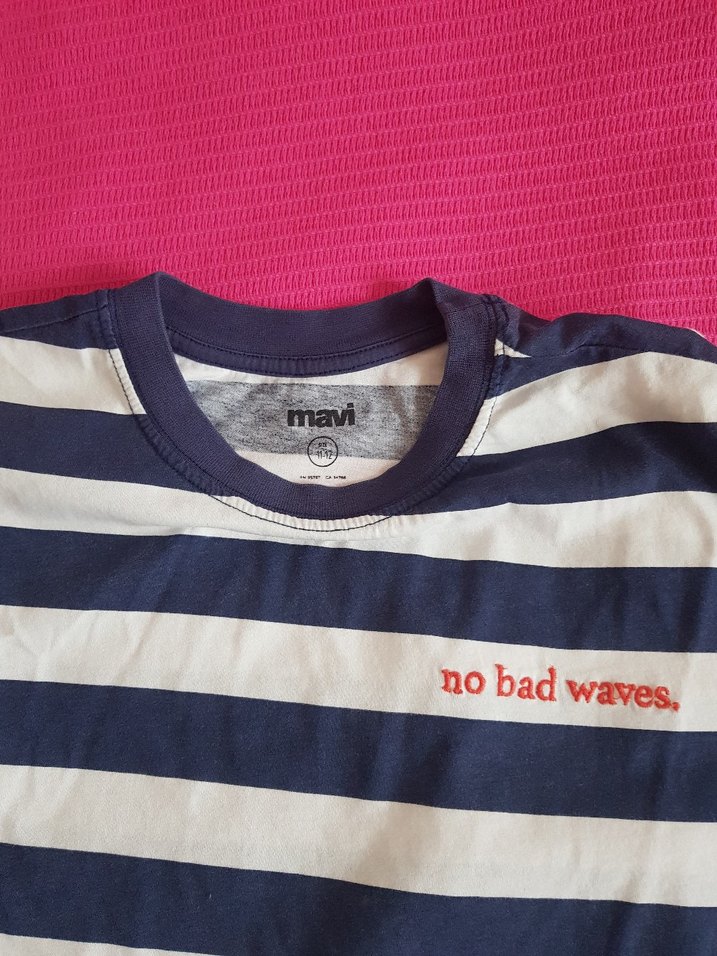 Kız Çocuk Çizgili Kısa Kollu Tişört - Görsel 3