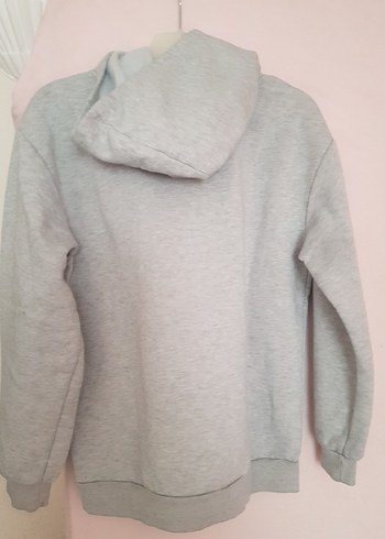 Gri Kapüşonlu Kız Sweatshirt - Görsel 2