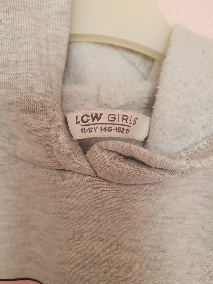 Gri Kapüşonlu Kız Sweatshirt - Görsel 3