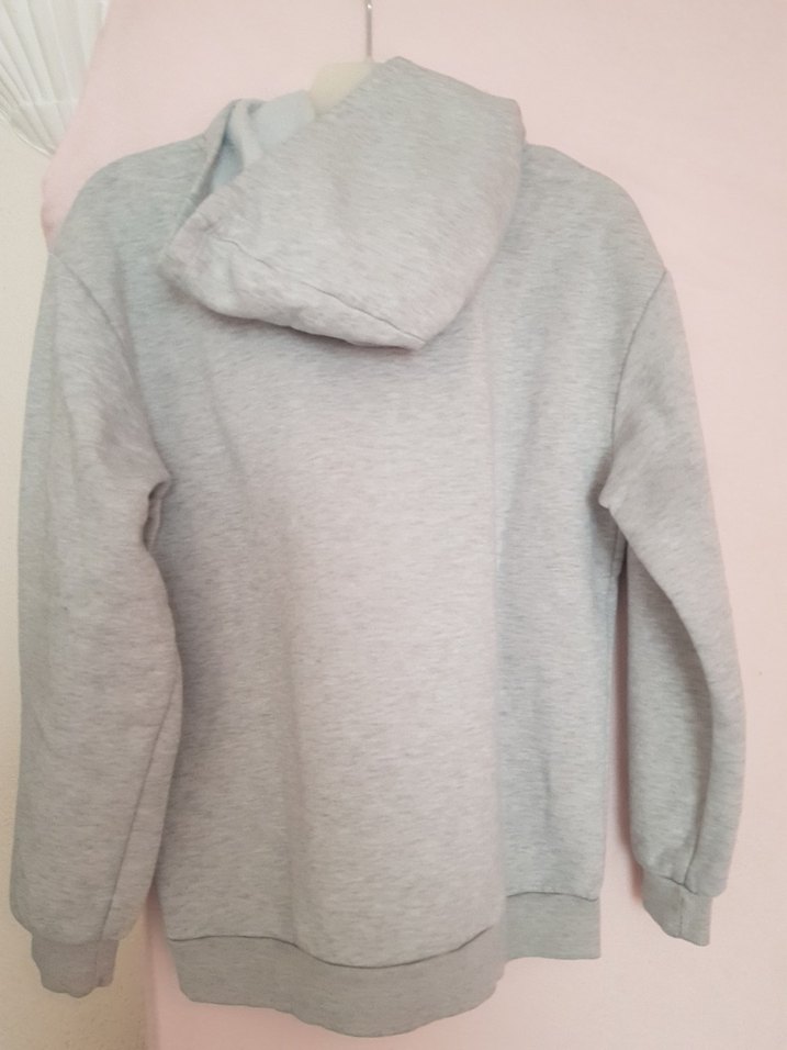 Gri Kapüşonlu Kız Sweatshirt - Görsel 2