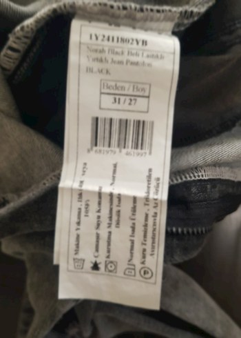 Gri Kadın Bol Kesim Kot Pantolon - Görsel 5