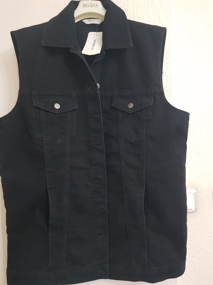 Siyah Kolsuz Denim Ceket - Görsel 4