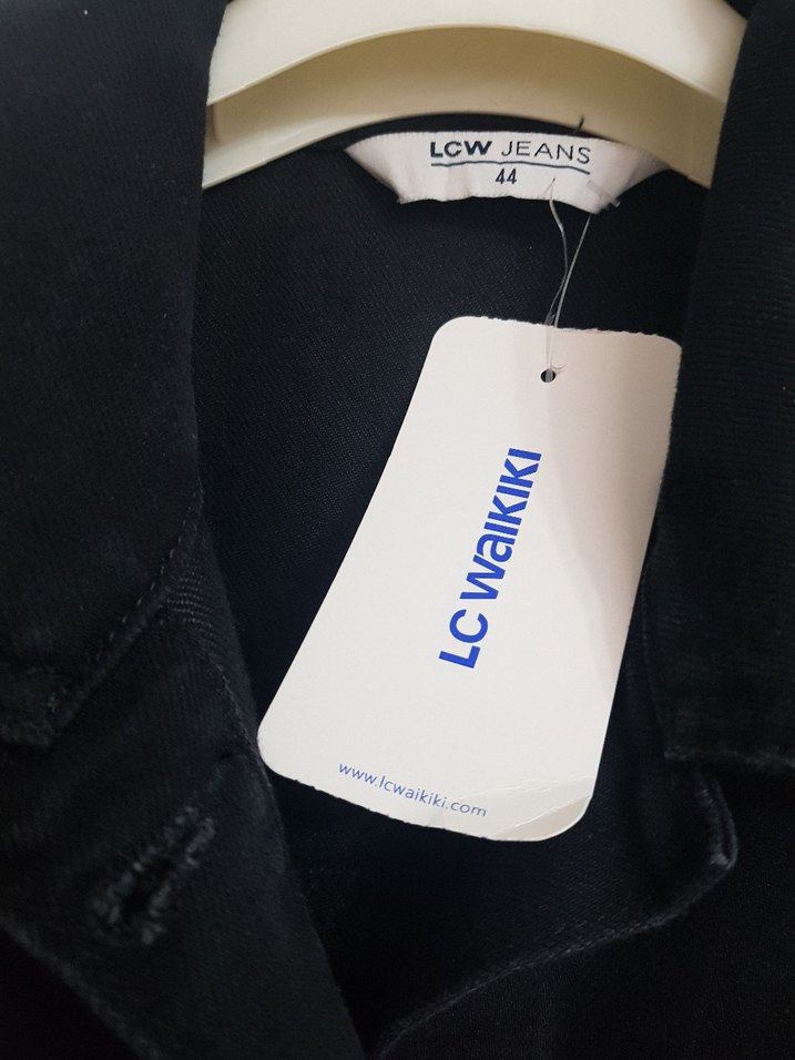 Siyah Kolsuz Denim Ceket - Görsel 3