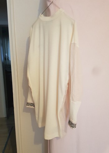 Düğmeli krem renkli Tunik - Görsel 2