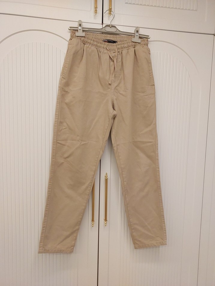 Bej erkek Keten Bol Kesim  Pantolon sıfır ürün 40 beden - Görsel 2