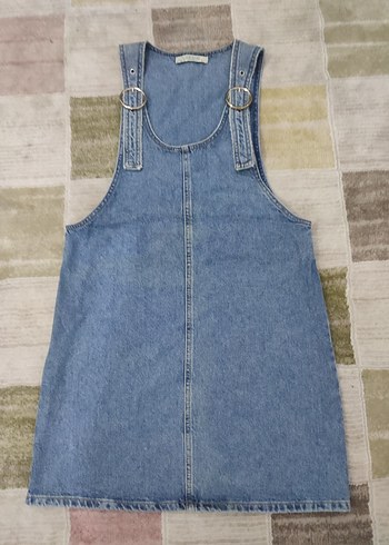 Kadın Mavi Denim Kısa Salopet - Görsel 3