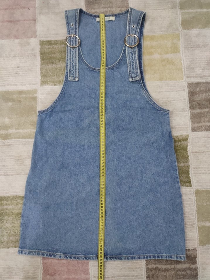 Kadın Mavi Denim Kısa Salopet - Görsel 4