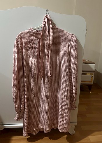 Pembe Pilili Midi Tunik