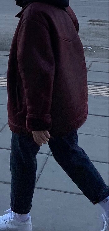 l Beden bordo Renk PULL AND BEAR KÜRKLÜ CEKET