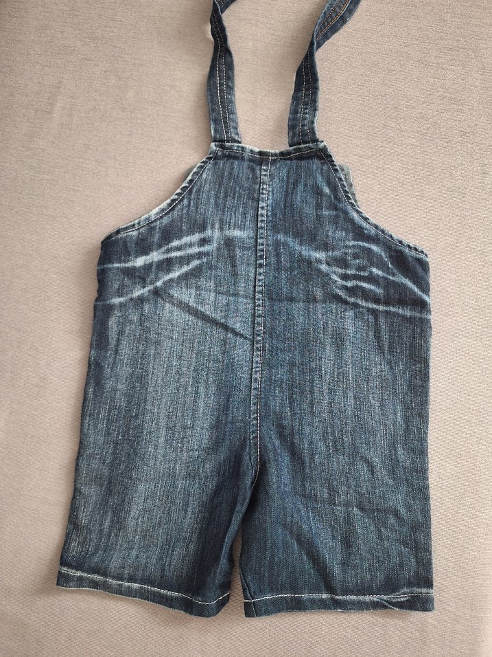 Renkli Nakışlı Gri Erkek Çocuk Kot Tulum - Görsel 3