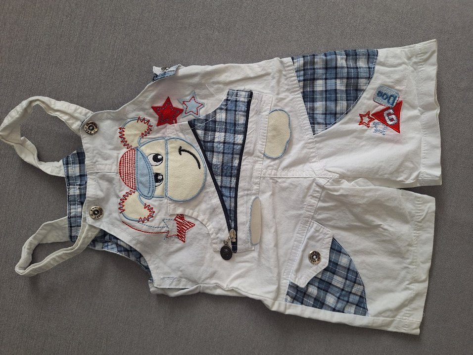 Nakışlı Düğmeli Erkek Çocuk Yazlık Salopet - Görsel 2