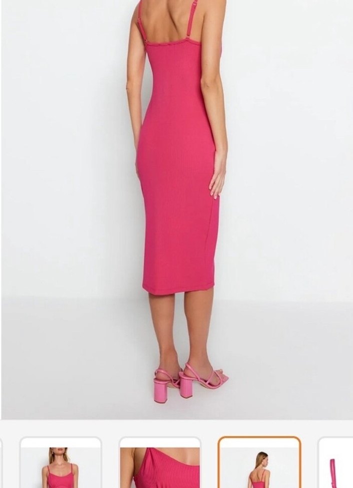 Pembe Askılı Uzun Kalem Elbise - Görsel 2