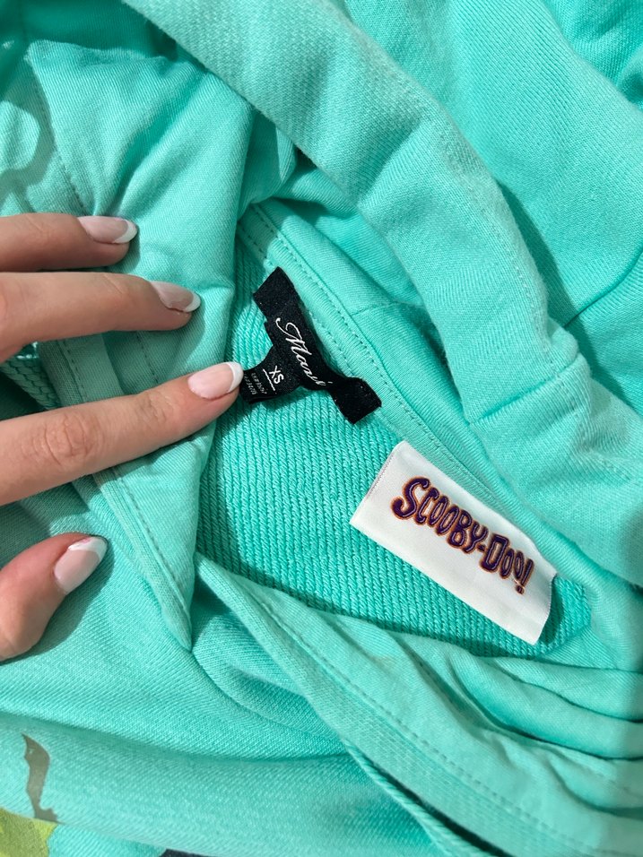 Turkuaz Baskılı Kapüşonlu Kadın Sweatshirt - Görsel 2