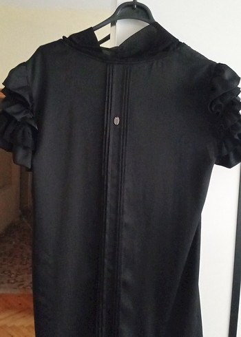 Siyah Fırfırlı Uzun Hamile Tuniği - Görsel 2