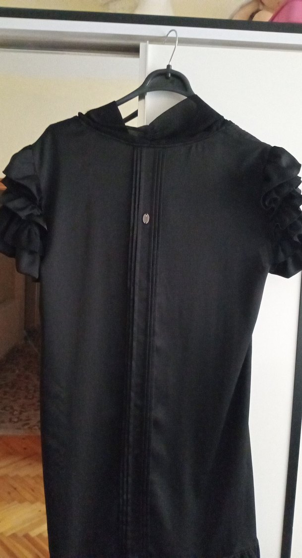 Siyah Fırfırlı Uzun Hamile Tuniği - Görsel 2