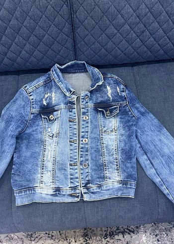 Düğmeli Mavi Kadın Denim Ceket