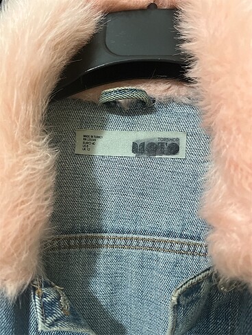 l Beden mavi Renk kot ceket pembe kürklü