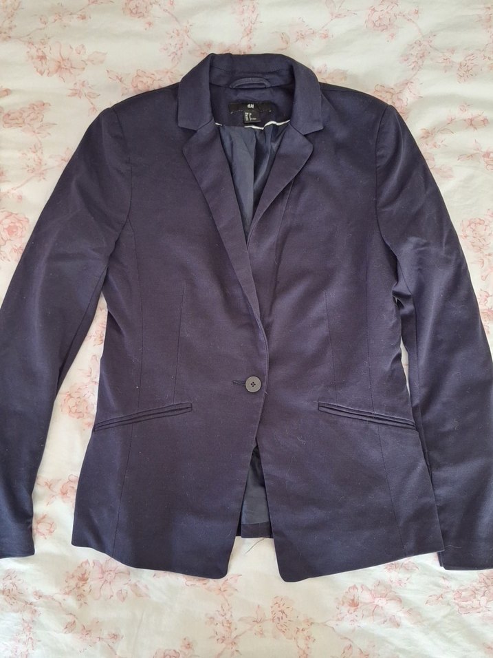 H&M Koyu Lacivert Klasik Blazer Ceket — görsel 3/4