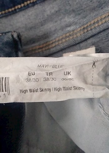 30 Beden mavi Renk Kadın Mavi Denim Kemerli Normal Boy Jean