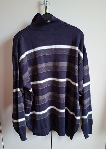 Gri Çizgili Düğmeli Erkek Sweatshirt - Görsel 2