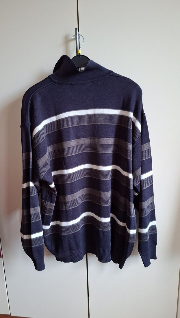 Gri Çizgili Düğmeli Erkek Sweatshirt - Görsel 2